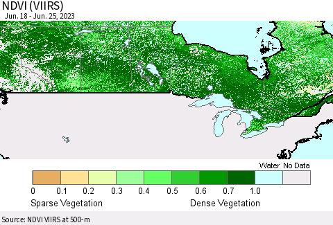 Canada NDVI (VIIRS) Thematic Map For 6/18/2023 - 6/25/2023