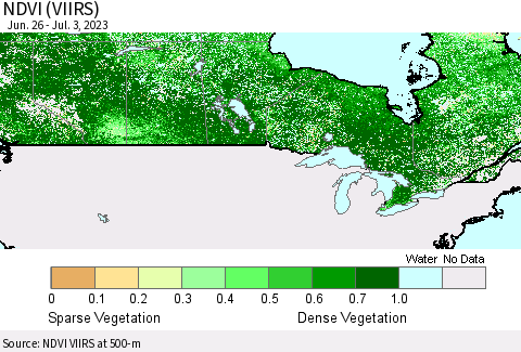 Canada NDVI (VIIRS) Thematic Map For 6/26/2023 - 7/3/2023
