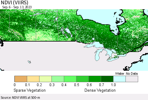 Canada NDVI (VIIRS) Thematic Map For 9/6/2023 - 9/13/2023
