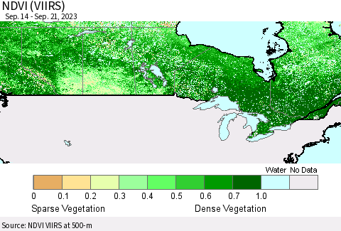 Canada NDVI (VIIRS) Thematic Map For 9/14/2023 - 9/21/2023