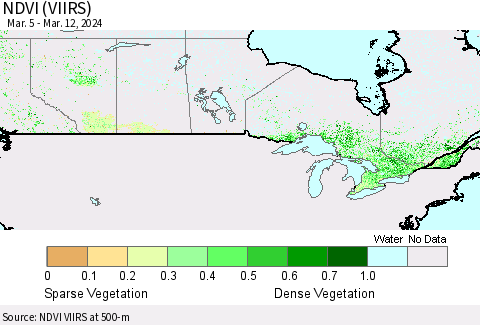 Canada NDVI (VIIRS) Thematic Map For 3/5/2024 - 3/12/2024