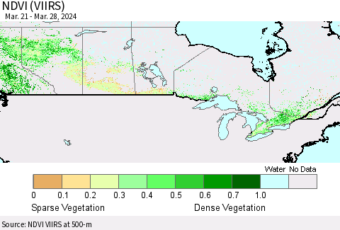 Canada NDVI (VIIRS) Thematic Map For 3/21/2024 - 3/28/2024