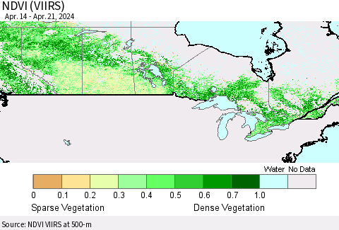 Canada NDVI (VIIRS) Thematic Map For 4/14/2024 - 4/21/2024