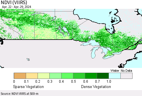 Canada NDVI (VIIRS) Thematic Map For 4/22/2024 - 4/29/2024