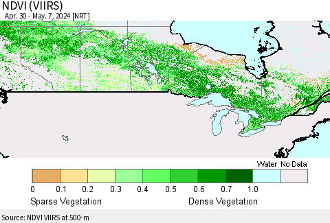 Canada NDVI (VIIRS) Thematic Map For 4/30/2024 - 5/7/2024