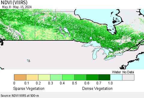 Canada NDVI (VIIRS) Thematic Map For 5/8/2024 - 5/15/2024