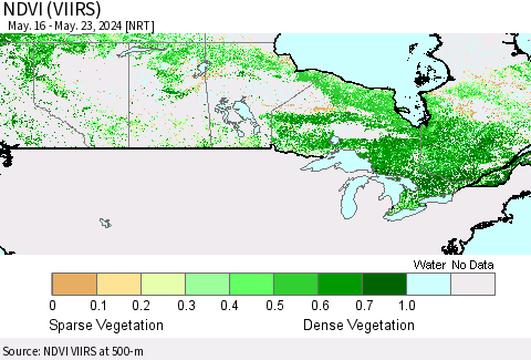 Canada NDVI (VIIRS) Thematic Map For 5/16/2024 - 5/23/2024