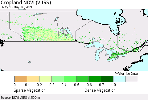 Canada Cropland NDVI (VIIRS) Thematic Map For 5/9/2021 - 5/16/2021