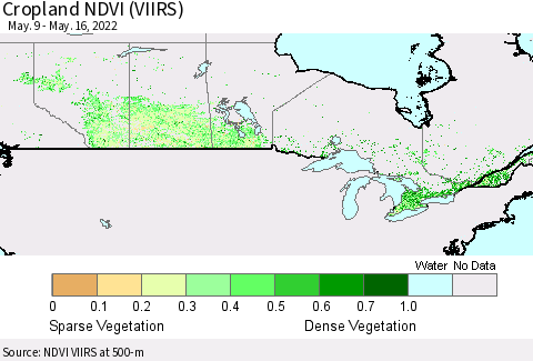 Canada Cropland NDVI (VIIRS) Thematic Map For 5/9/2022 - 5/16/2022