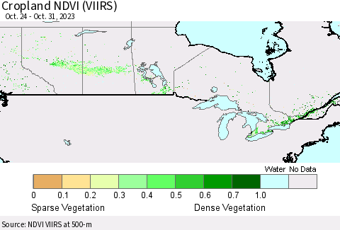 Canada Cropland NDVI (VIIRS) Thematic Map For 10/24/2023 - 10/31/2023