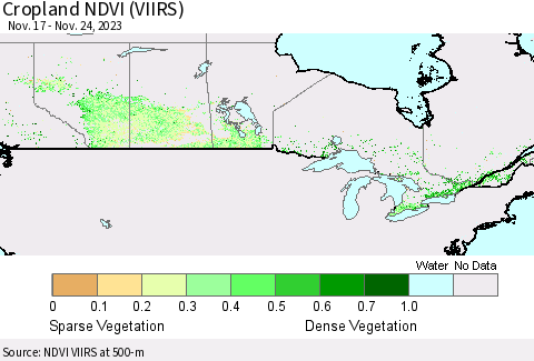 Canada Cropland NDVI (VIIRS) Thematic Map For 11/17/2023 - 11/24/2023