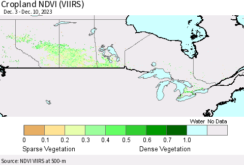 Canada Cropland NDVI (VIIRS) Thematic Map For 12/3/2023 - 12/10/2023