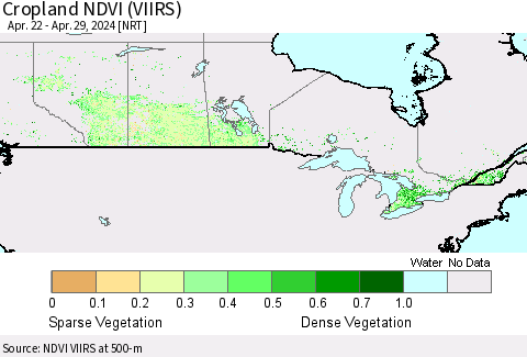 Canada Cropland NDVI (VIIRS) Thematic Map For 4/22/2024 - 4/29/2024