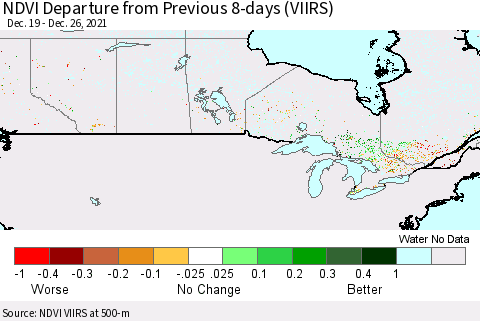 Canada NDVI Departure from Previous 8-days (VIIRS) Thematic Map For 12/19/2021 - 12/26/2021