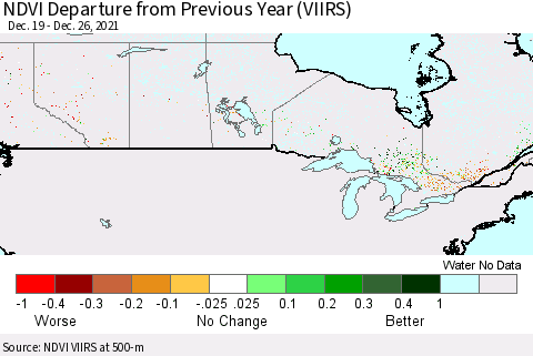 Canada NDVI Departure from Previous Year (VIIRS) Thematic Map For 12/19/2021 - 12/26/2021