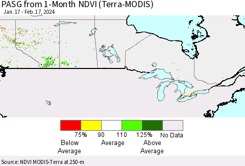 Canada PASG from 1-Month NDVI (Terra-MODIS) Thematic Map For 2/10/2024 - 2/17/2024