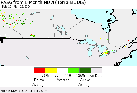 Canada PASG from 1-Month NDVI (Terra-MODIS) Thematic Map For 3/5/2024 - 3/12/2024