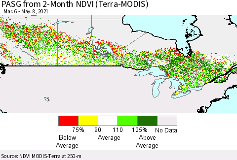 Canada PASG from 2-Month NDVI (Terra-MODIS) Thematic Map For 5/1/2021 - 5/8/2021