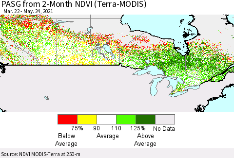 Canada PASG from 2-Month NDVI (Terra-MODIS) Thematic Map For 5/17/2021 - 5/24/2021