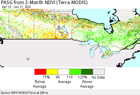 Canada PASG from 2-Month NDVI (Terra-MODIS) Thematic Map For 6/10/2021 - 6/17/2021