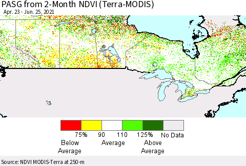 Canada PASG from 2-Month NDVI (Terra-MODIS) Thematic Map For 6/18/2021 - 6/25/2021