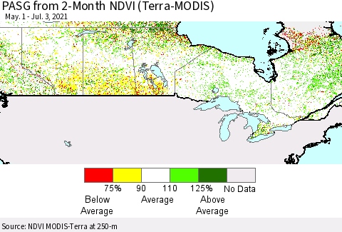 Canada PASG from 2-Month NDVI (Terra-MODIS) Thematic Map For 6/26/2021 - 7/3/2021