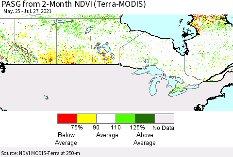 Canada PASG from 2-Month NDVI (Terra-MODIS) Thematic Map For 7/20/2021 - 7/27/2021
