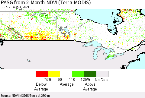 Canada PASG from 2-Month NDVI (Terra-MODIS) Thematic Map For 7/28/2021 - 8/4/2021