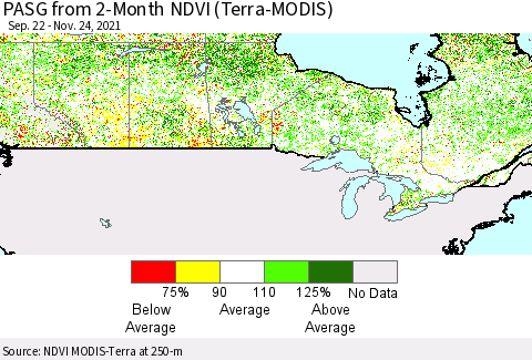 Canada PASG from 2-Month NDVI (Terra-MODIS) Thematic Map For 11/17/2021 - 11/24/2021