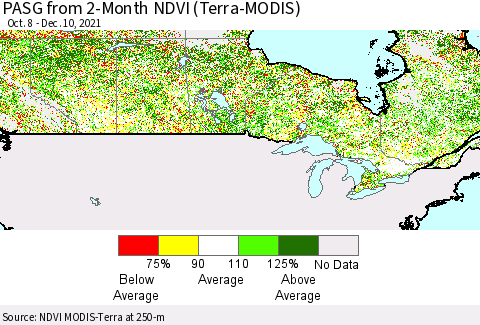 Canada PASG from 2-Month NDVI (Terra-MODIS) Thematic Map For 12/3/2021 - 12/10/2021
