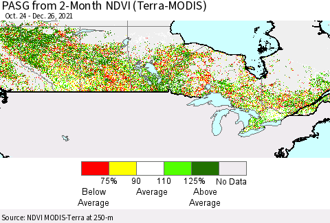 Canada PASG from 2-Month NDVI (Terra-MODIS) Thematic Map For 12/19/2021 - 12/26/2021
