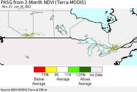 Canada PASG from 2-Month NDVI (Terra-MODIS) Thematic Map For 1/17/2022 - 1/24/2022