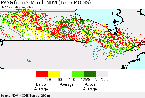 Canada PASG from 2-Month NDVI (Terra-MODIS) Thematic Map For 5/17/2022 - 5/24/2022