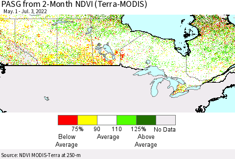 Canada PASG from 2-Month NDVI (Terra-MODIS) Thematic Map For 6/26/2022 - 7/3/2022