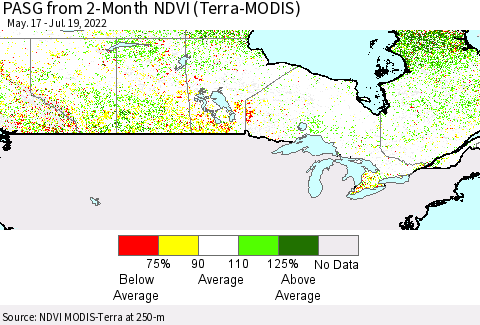 Canada PASG from 2-Month NDVI (Terra-MODIS) Thematic Map For 7/12/2022 - 7/19/2022