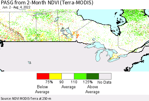 Canada PASG from 2-Month NDVI (Terra-MODIS) Thematic Map For 7/28/2022 - 8/4/2022