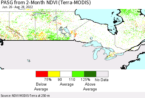 Canada PASG from 2-Month NDVI (Terra-MODIS) Thematic Map For 8/21/2022 - 8/28/2022