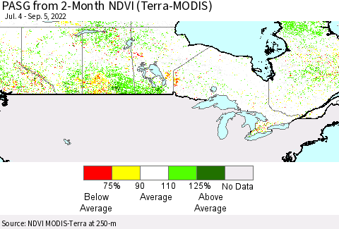 Canada PASG from 2-Month NDVI (Terra-MODIS) Thematic Map For 8/29/2022 - 9/5/2022