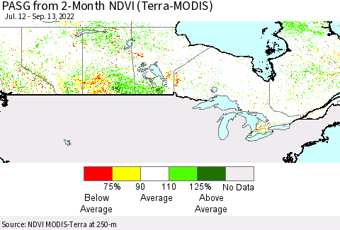 Canada PASG from 2-Month NDVI (Terra-MODIS) Thematic Map For 9/6/2022 - 9/13/2022