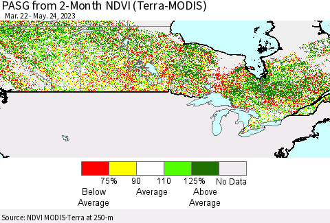 Canada PASG from 2-Month NDVI (Terra-MODIS) Thematic Map For 5/17/2023 - 5/24/2023
