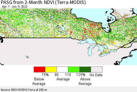 Canada PASG from 2-Month NDVI (Terra-MODIS) Thematic Map For 6/2/2023 - 6/9/2023