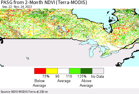 Canada PASG from 2-Month NDVI (Terra-MODIS) Thematic Map For 11/17/2023 - 11/24/2023