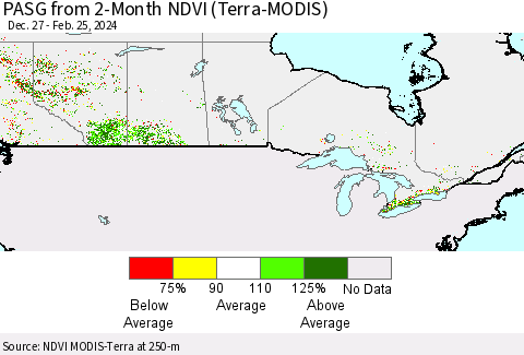 Canada PASG from 2-Month NDVI (Terra-MODIS) Thematic Map For 2/18/2024 - 2/25/2024