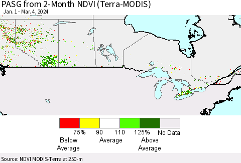 Canada PASG from 2-Month NDVI (Terra-MODIS) Thematic Map For 2/26/2024 - 3/4/2024