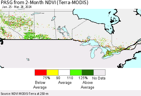 Canada PASG from 2-Month NDVI (Terra-MODIS) Thematic Map For 3/21/2024 - 3/28/2024