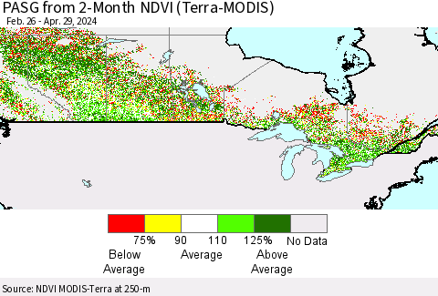 Canada PASG from 2-Month NDVI (Terra-MODIS) Thematic Map For 4/22/2024 - 4/29/2024