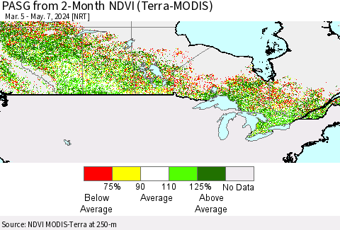 Canada PASG from 2-Month NDVI (Terra-MODIS) Thematic Map For 4/30/2024 - 5/7/2024