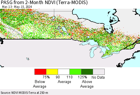 Canada PASG from 2-Month NDVI (Terra-MODIS) Thematic Map For 5/8/2024 - 5/15/2024