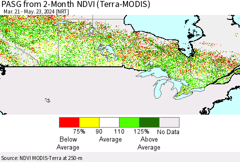 Canada PASG from 2-Month NDVI (Terra-MODIS) Thematic Map For 5/16/2024 - 5/23/2024