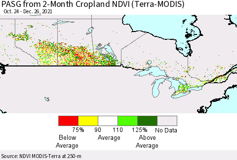 Canada PASG from 2-Month Cropland NDVI (Terra-MODIS) Thematic Map For 12/19/2021 - 12/26/2021